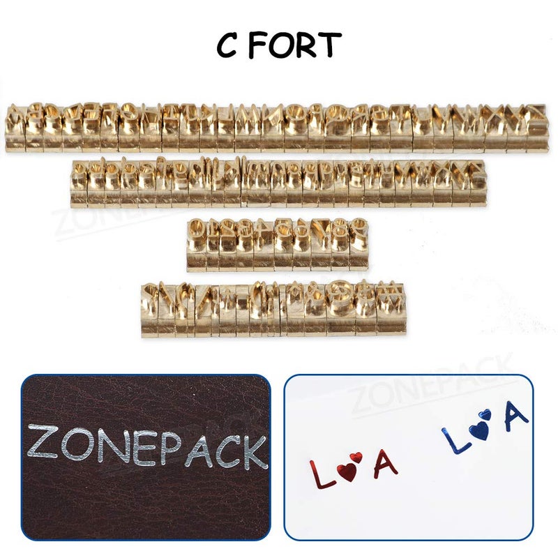 ZONEPACK Copper Brass Stamping Flexible Letters Numbers Alphabets Symbols Characters Molds CNC Engraving Molds for Hot Foil Stamping Machine (85pcs C Font) - Image 2